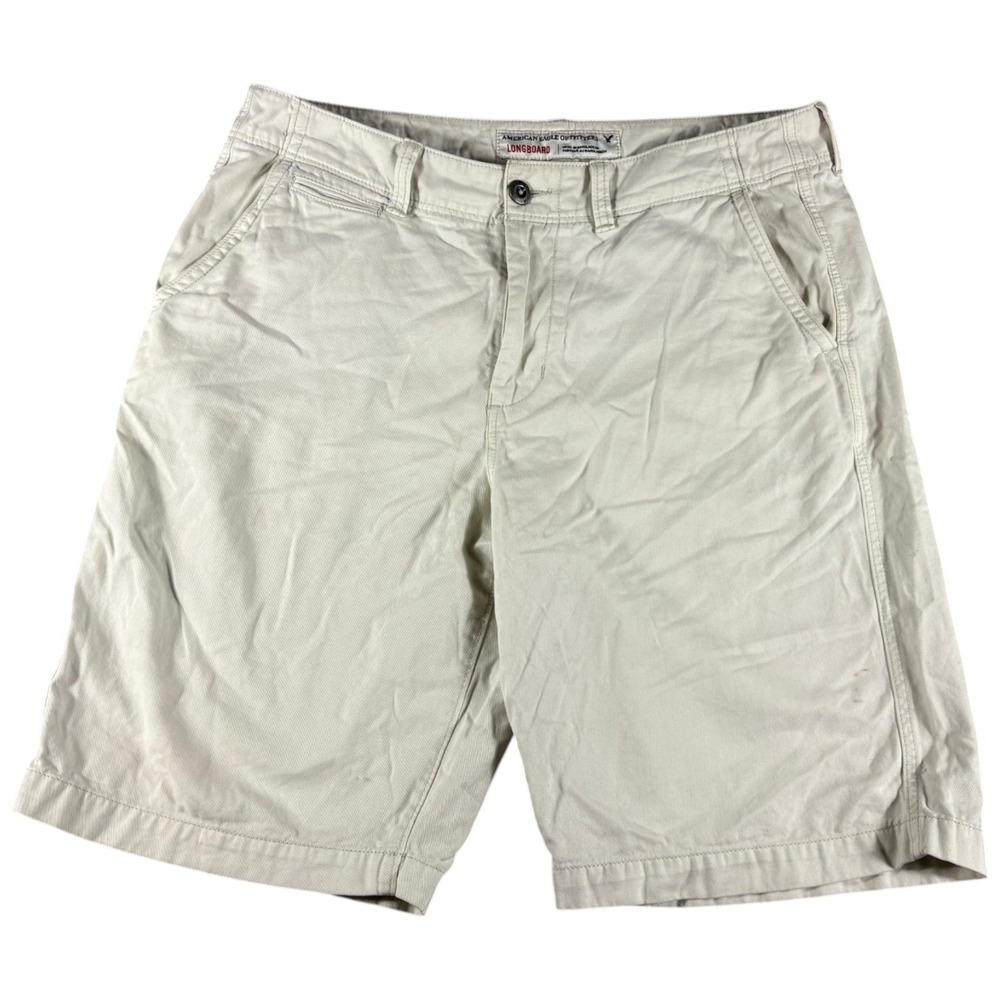 American Eagle Longboard Shorts Mens 36 Tan Khaki Relaxed Y2K Outdoors Workwear